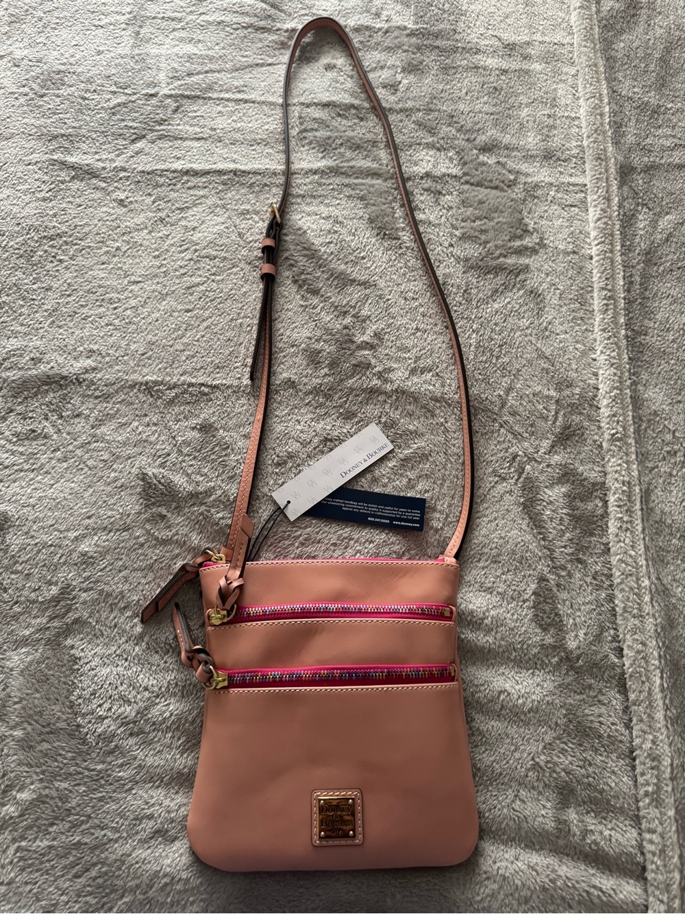 Dooney & Bourke Blush Pink Triple-Zip Crossbody Bag